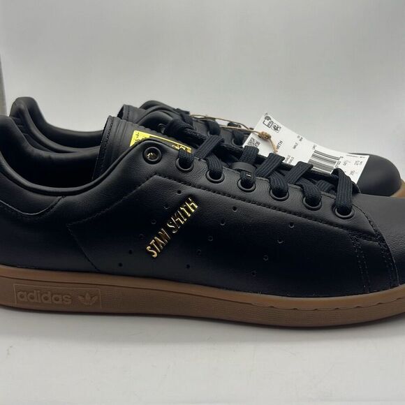 ADIDAS STAN SMITH Core Black Gum LEATHER casual ID1341 Shoes Men 10.5 NWB - Picture 2 of 11